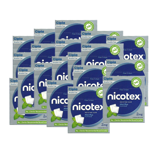 Nicotex 2mg mint plus Flavour Nicotine Gum Pack of 20 boxes get 3 free