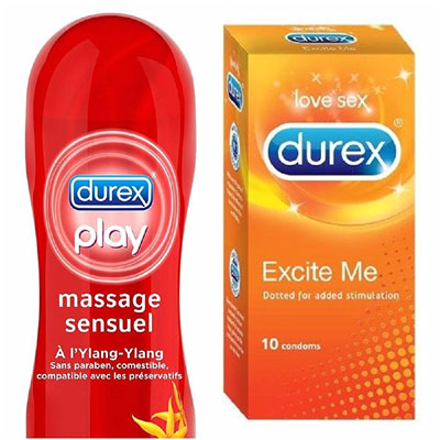 Durex Play massage 2in1 with 10s condoms Excite me pack of 2