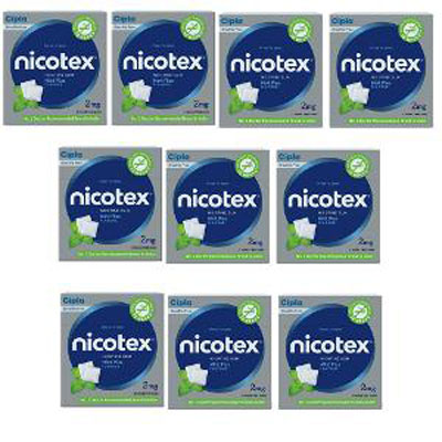 Nicotex 2mg mint plus Flavour Nicotine Gum Pack of 10 boxes