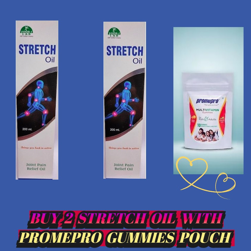 Stretch Oil 200ml Pack Of 2 With Promepro Gummies Pouch 