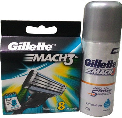 Gillette Mach3 Blades  8 Cartridges with Free Mach3 Gel