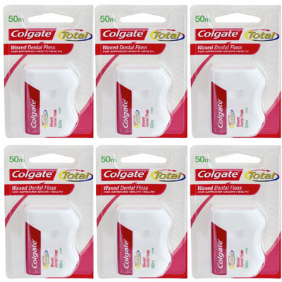 Colgate Total Waxed Dental floss 50m Pack of 6