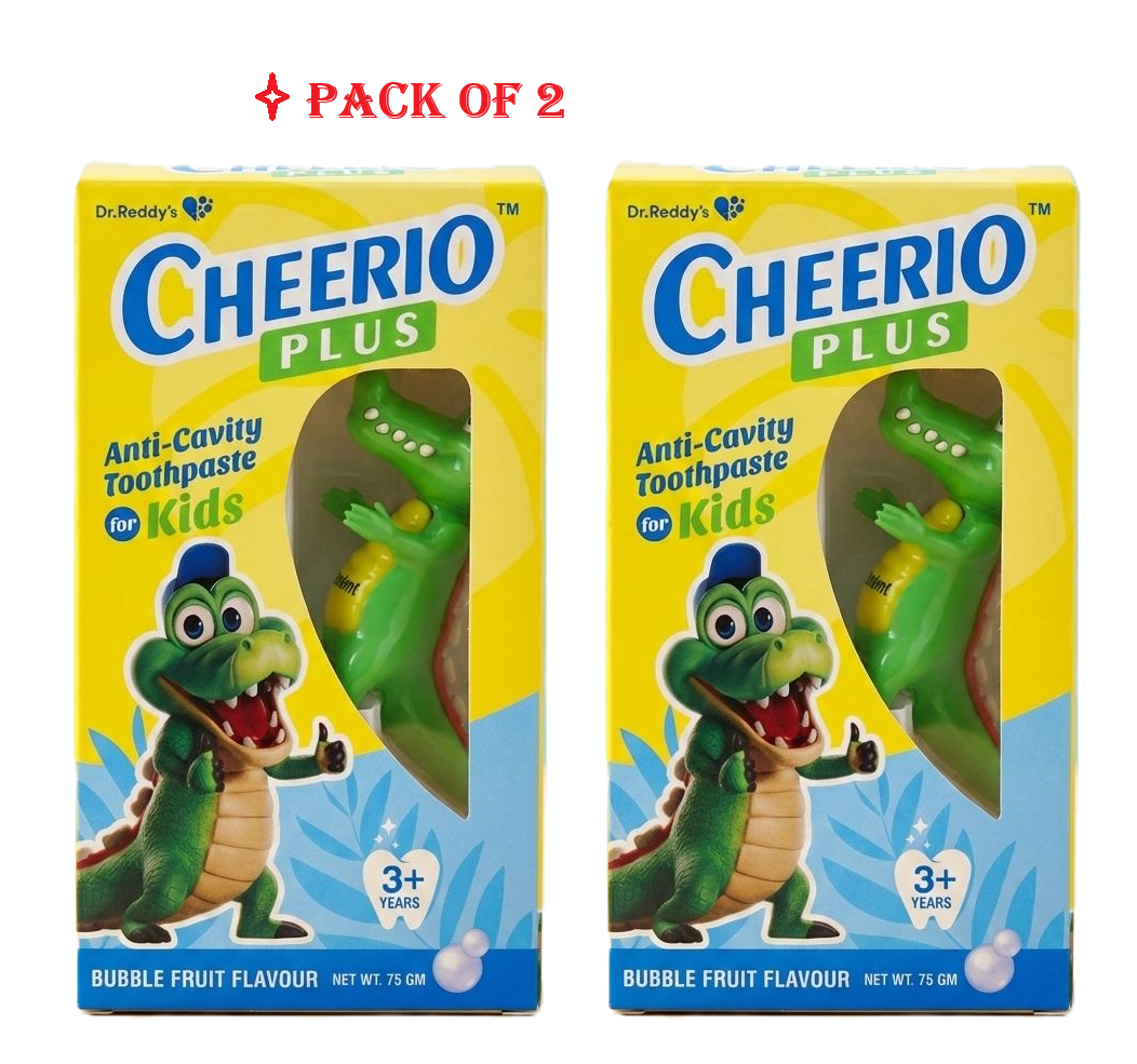 Cheerio Plus Anti-cavity Toothpaste for Kids Bubble Fruit pack of 2