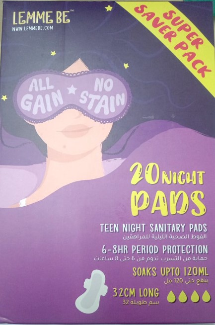 Lemme Be All Gain No Stain Night Sanitary Pads - 20 ea