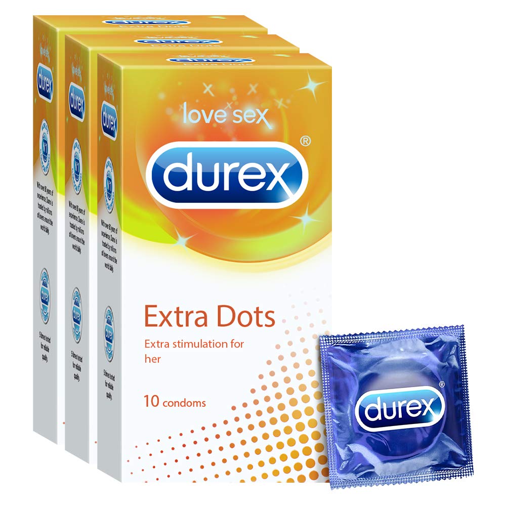 Durex Extra Dots Condoms, 10 Count Pack Of 3