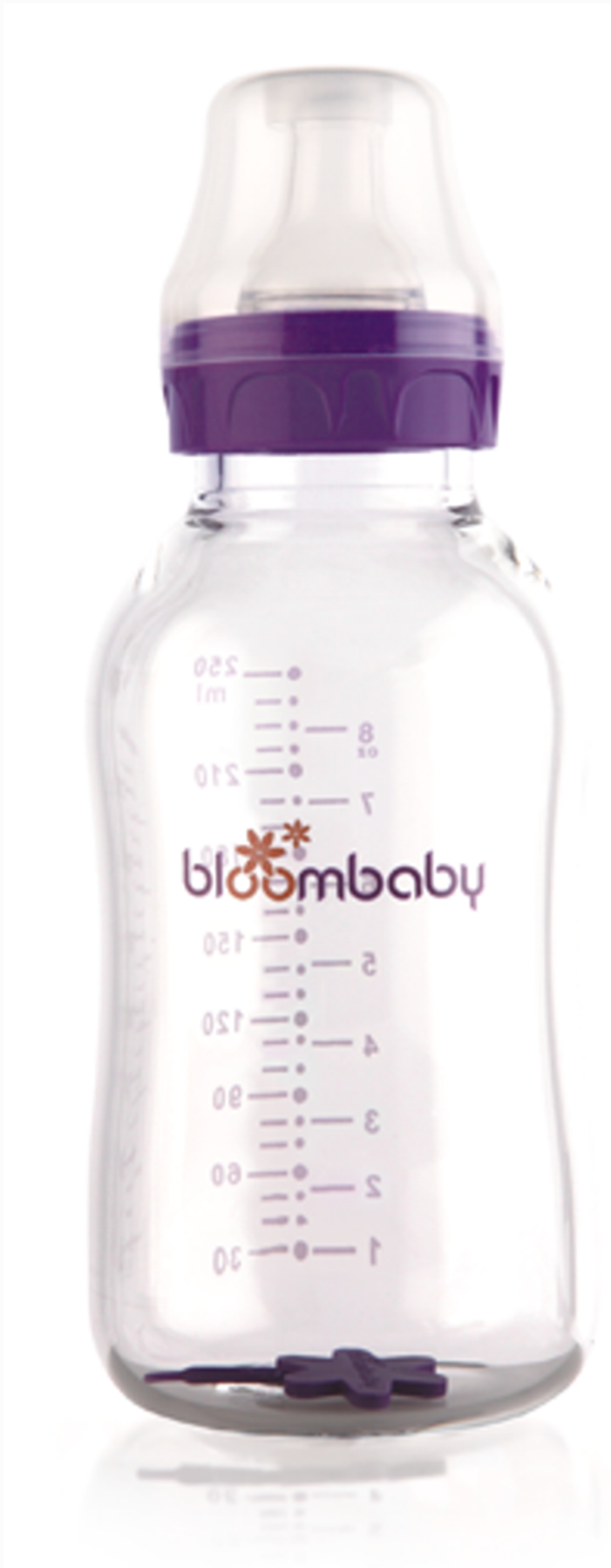 Bloombaby Glass Feeding Bottle 250ml With  Twin Nipple pack  3 to 6 months 