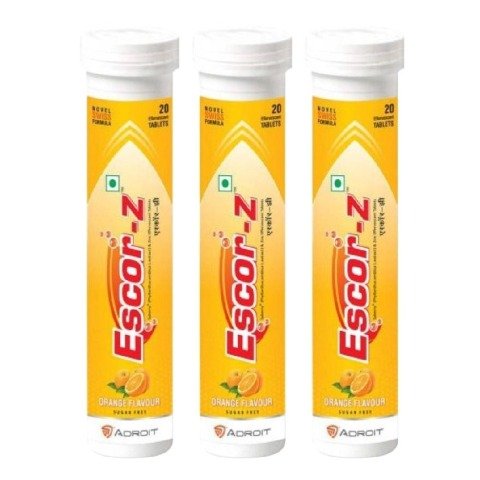 Escor Z Effervescent Sugar Free Orange Tablet 20's Pack Of 3