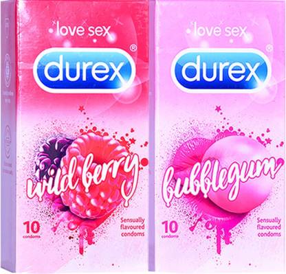 DUREX Wild Berry  Bubblegum Flavour (20 Pieces) Condom  (Set of 2, 20S) 