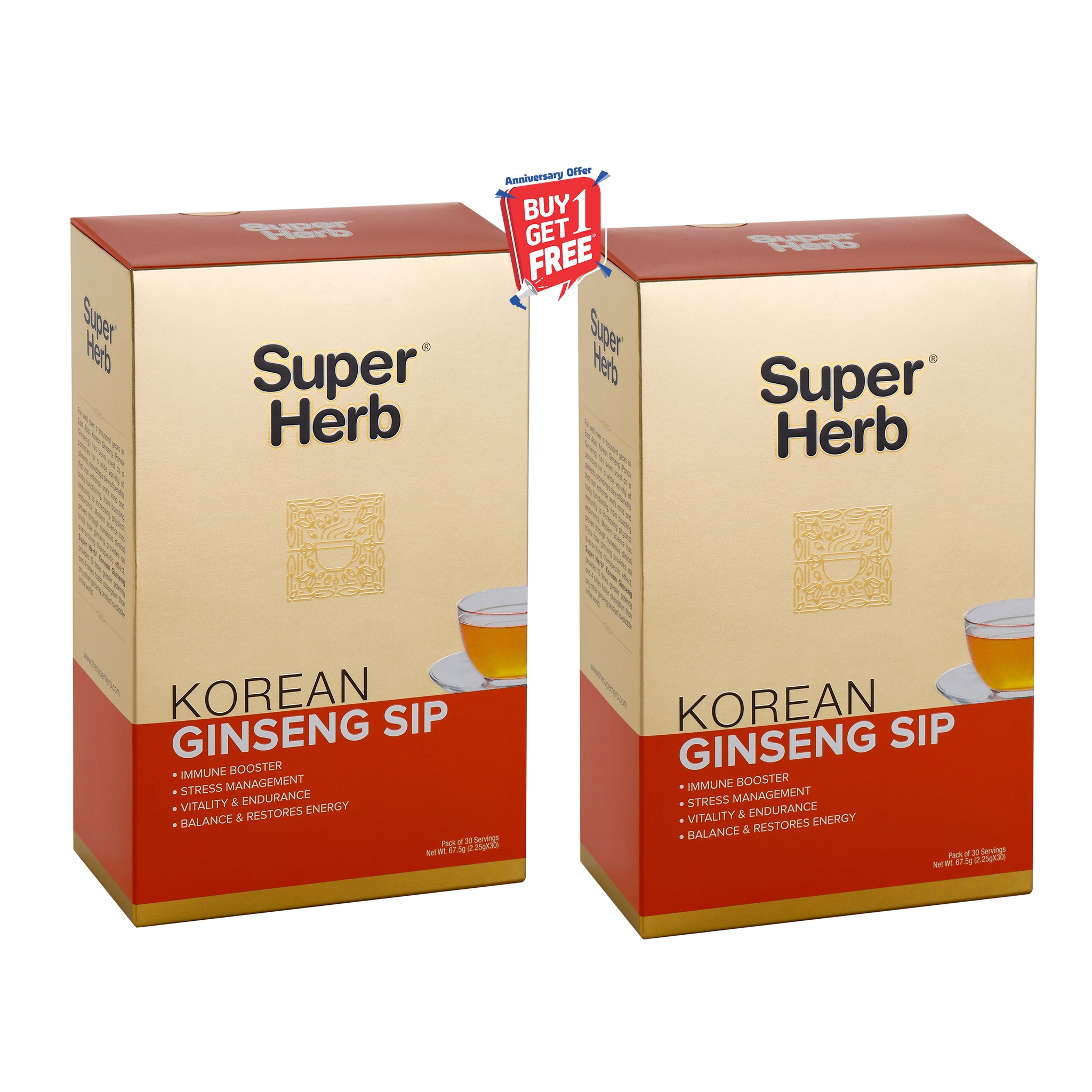 Super Herb Korean Ginseng Sip 2.25gm 30's Buy 1 Get 1 Free