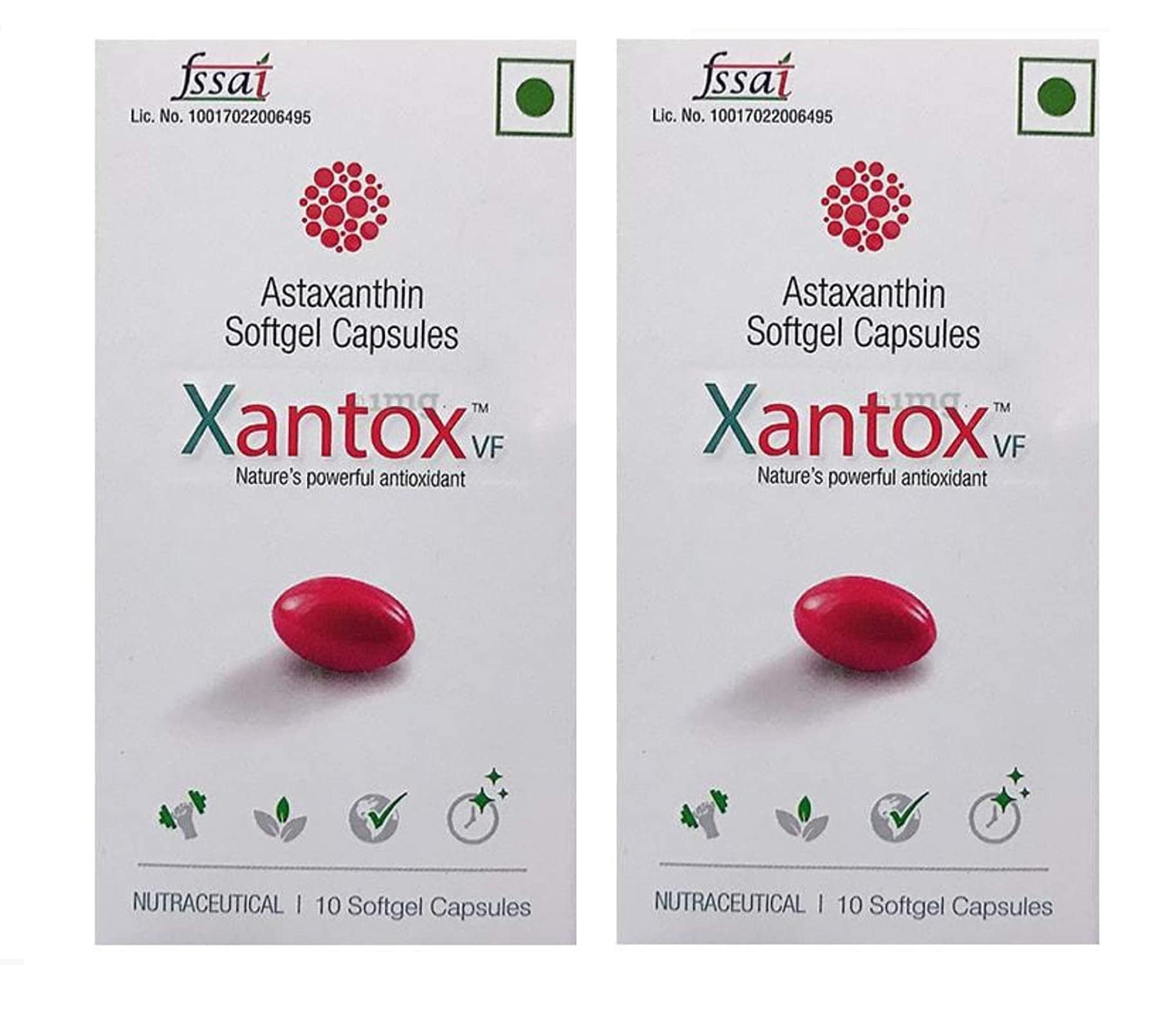 Glenmark Xantox VF Sunscreen Antioxident Supplement for Skin -10 Caps Pack Of 2