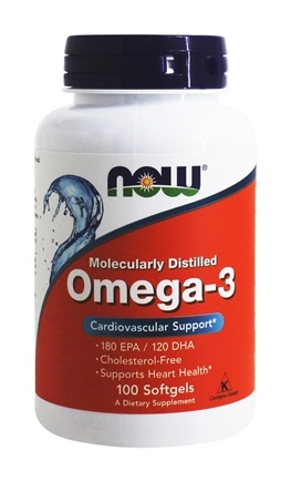 Omega3 Molecularly Distilled Fish Oil  100 Softgels by NOW 