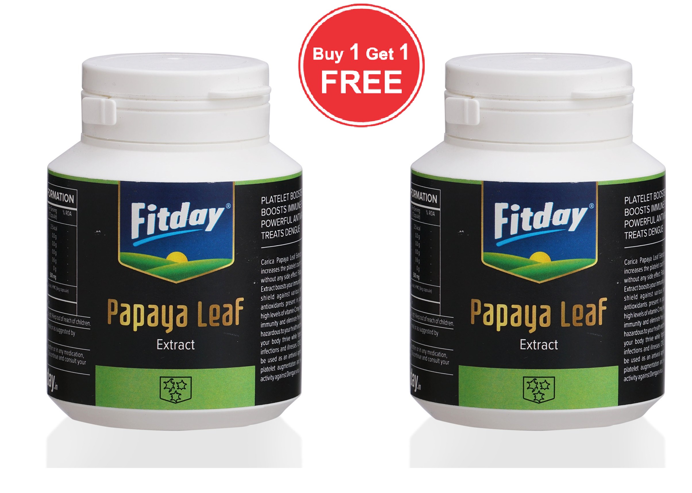  Fitday Papaya Leaf Extract 500mg  30 Capsules Buy 1 Get 1 Free