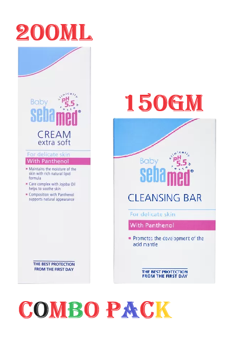 Sebamed Baby Cream Extra Soft 200ml With Baby Cleansing Soap 150gm Combo 