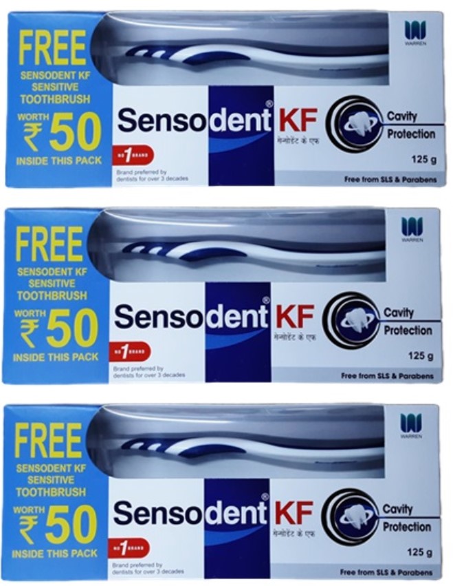 Sensodent KF Medicated Foaming Dental Gel 125gm Pack of 3