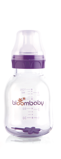 Bloombaby Glass Feeding Bottle 125ml With  Twin Nipple pack 0  to 3 months 