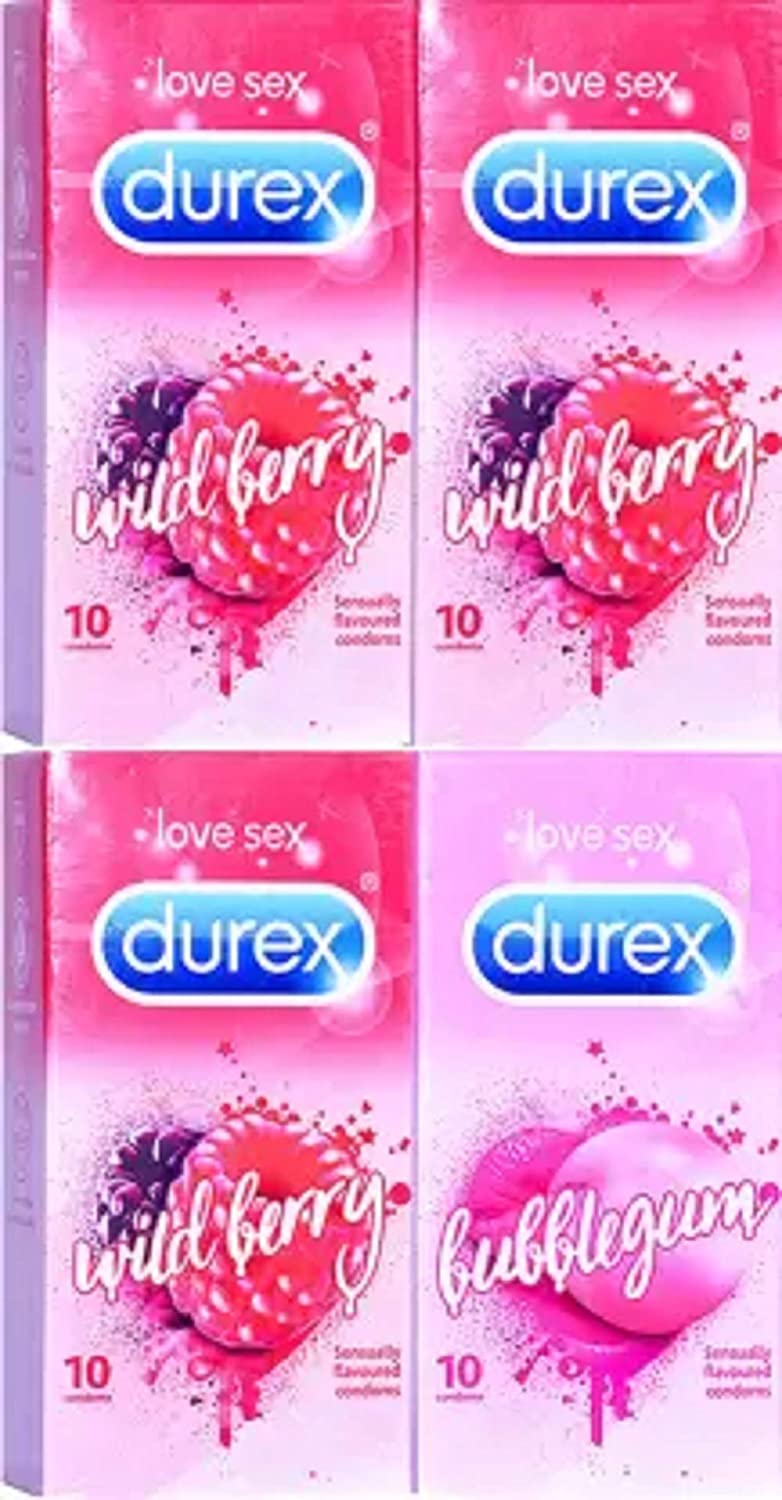 Durex Wild Berry 3 Bubblegum Flavour Condom Pack Of 4