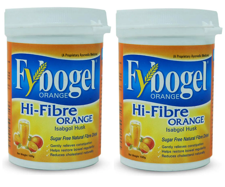 Fybogel Hi-Fibre Isabgol Husk Orange Flavour Powder 100gm Pack Of 2