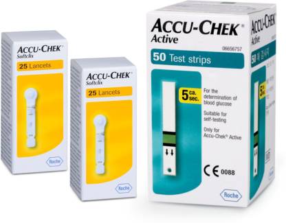 ACCU CHEK Active 50  Lancet 50 Glucometer Strips