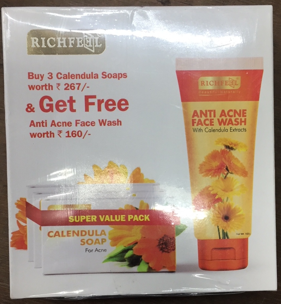 CALENDULA SOAP for Acne pack of 3 GET FREE Anti Acne Face Wash