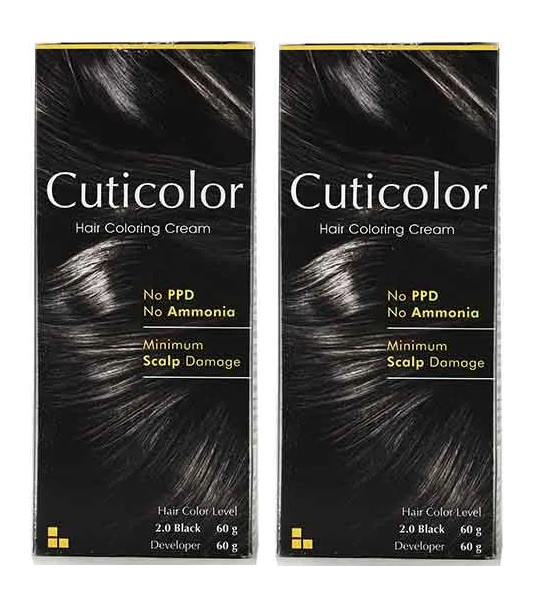 Cuticolor Quick Hair Coloring Cream Black 60gm Pack Of 2