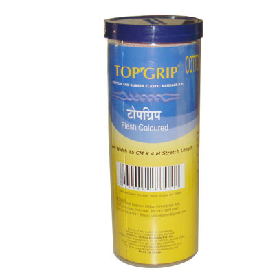 Topgrip Cotton and Rubber Elastic BandaGE B.P 15cm X 4cm