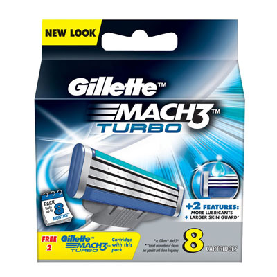 Gillette Mach3 Turbo Blades - 8 Cartridg