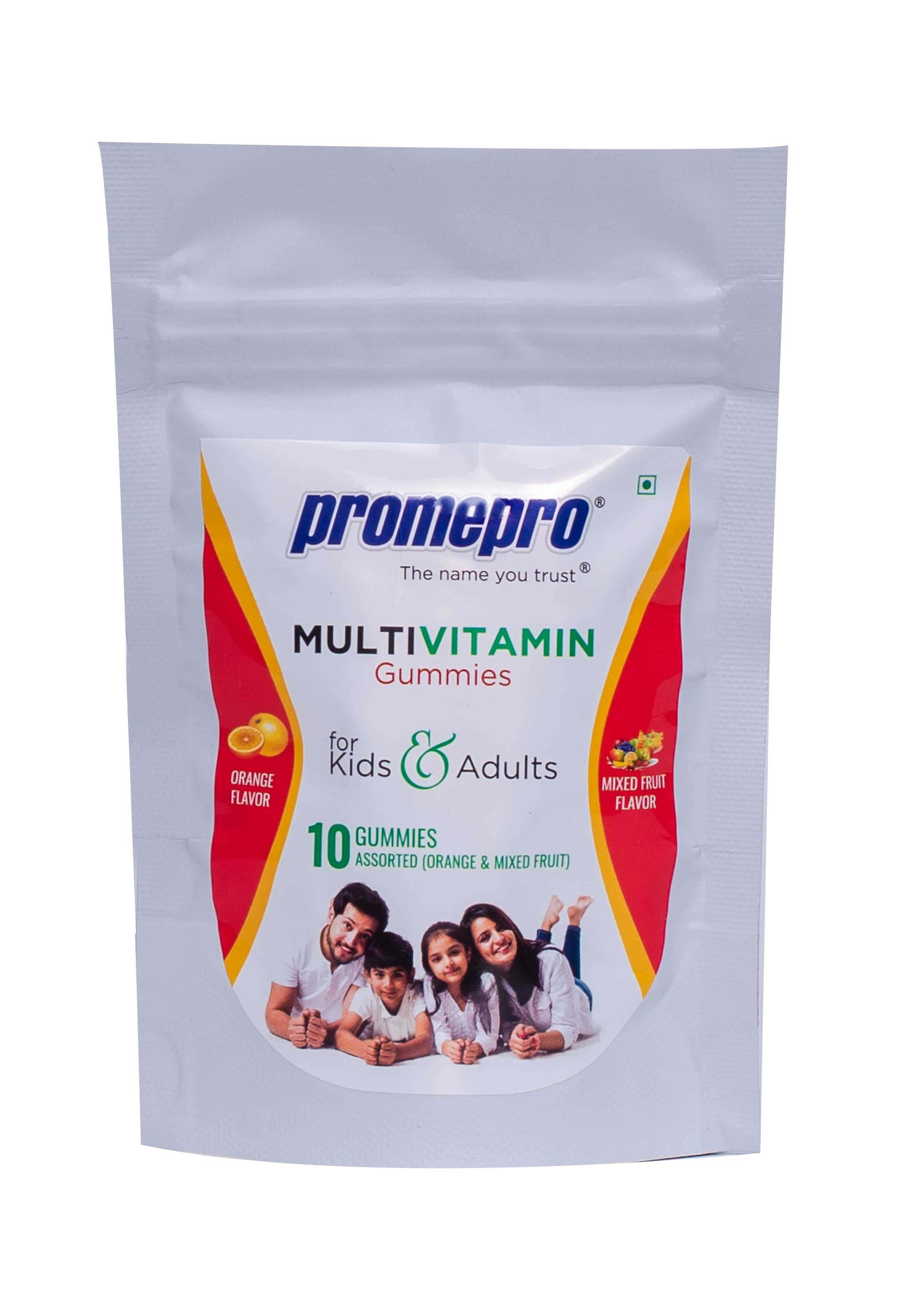 Promepro Multivitamin Gummies Immunity Booster Assorted  orange and mixed fruit 10`s