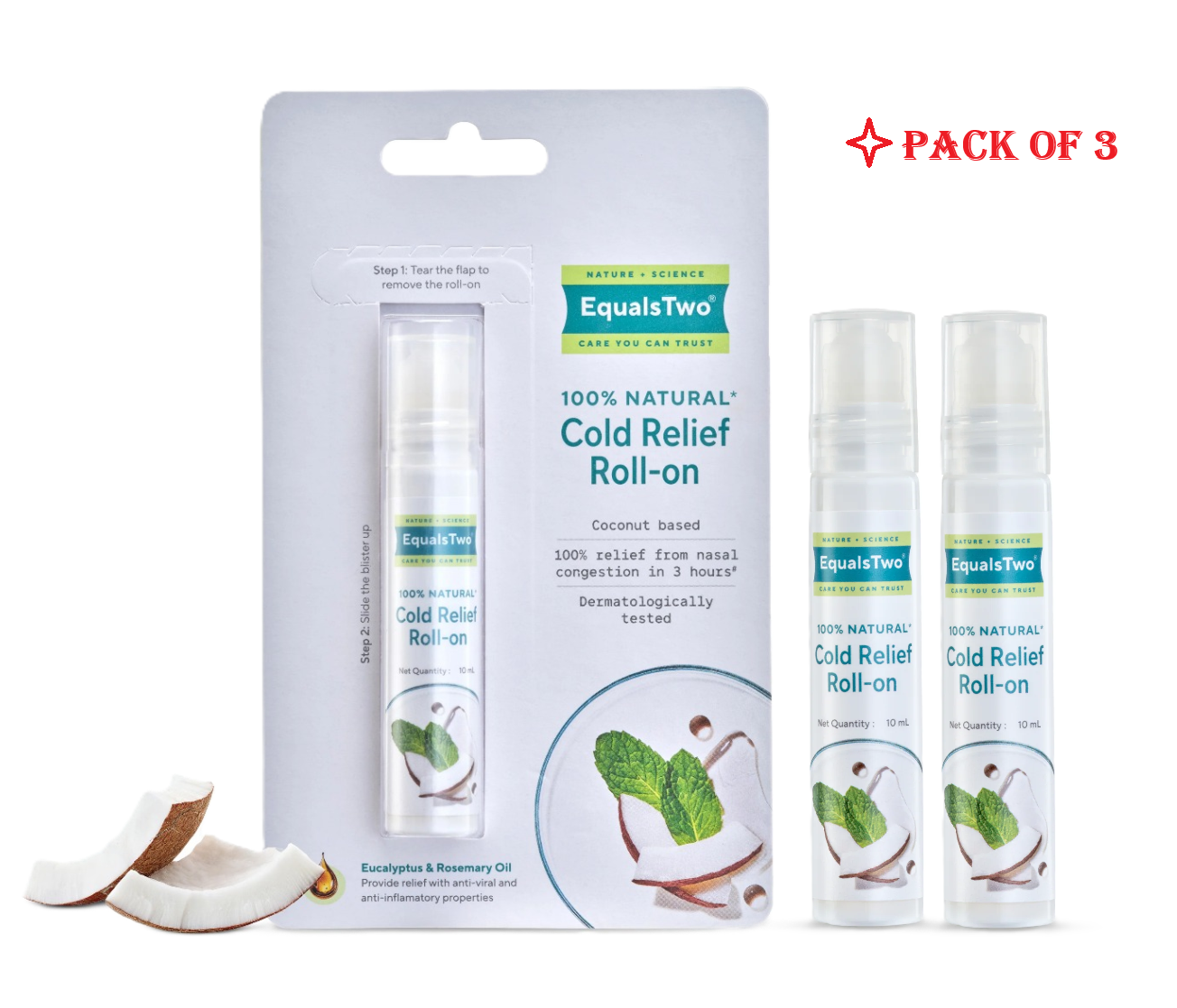 Equals Two Cold Relief Roll On Pack Of 3
