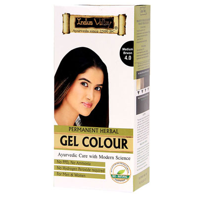 Indus Valley Permanent Herbal Hair Colour- Medium Brown Kit