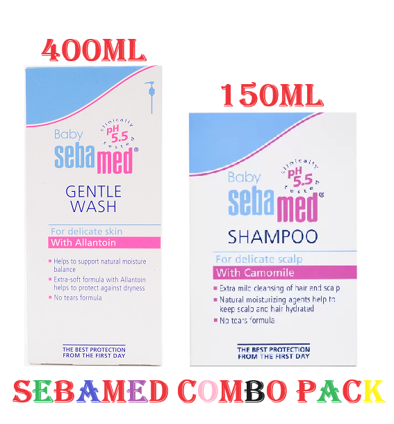 Sebamed Baby Gentle Wash 400ml With Baby Shampoo 150ml Combo 