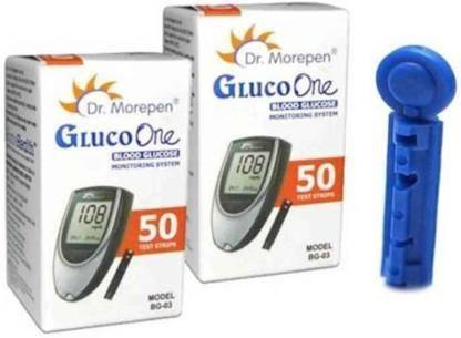 Dr Morepen Gluco One BG 03 Blood Glucose Test Strip And Lancets Round 100nos Glucometer Lancets