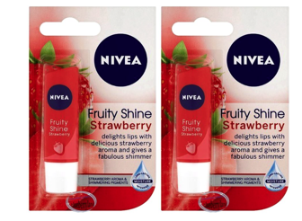 NIVEA FRUITY SHINE STRAWBERY LIP PACK OF 2 4.8G BALM 