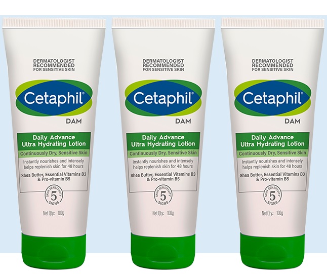 Cetaphil Dam Daily Advance Ultra Hydrating Lotion 100gm Pack of 3