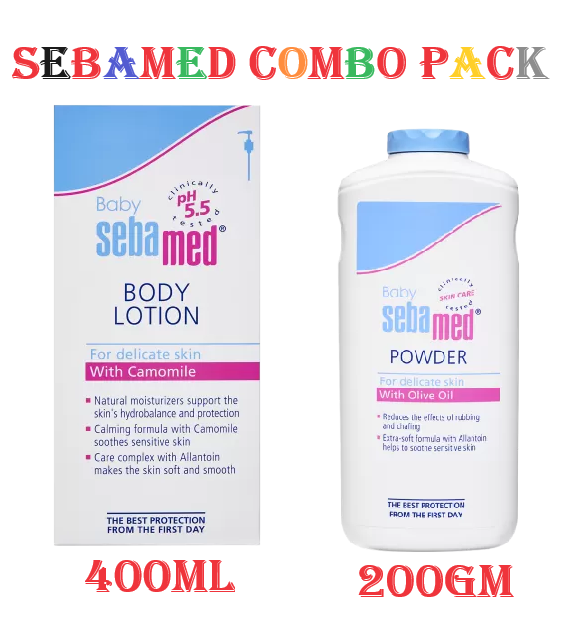 Sebamed Baby Body Lotion 400ml With Baby Powder 200gm Combo  