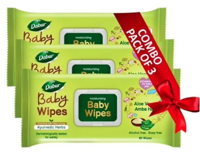 Dabur Baby Wipes 80'S pack of 3