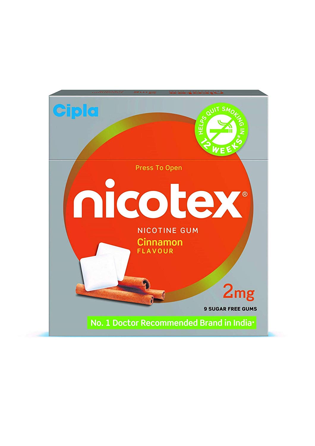 Nicotex 2mg Cinnamon Flavour Nicotine Gum Pack of 10 boxes