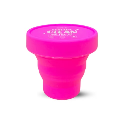 Lemme Be Collapsible Menstrual Sterilizing Container Silicone Foldable Cup - Pink