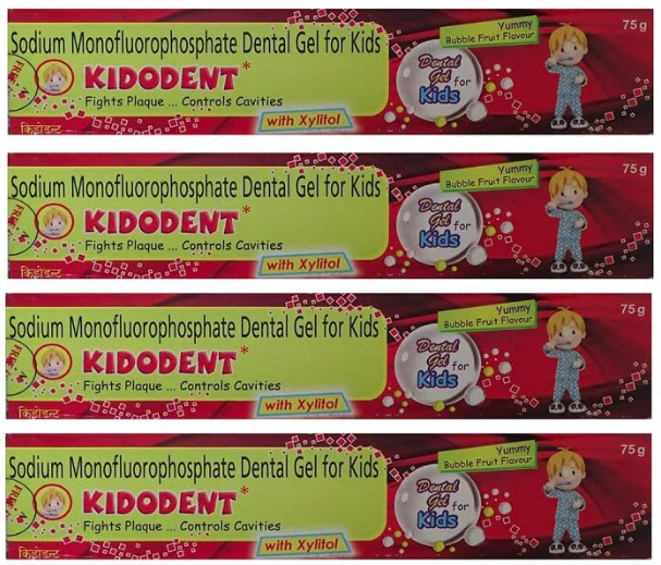 Kidodent Bubble Fruit Flavour Kids Toothpaste 75gm Pack of 4