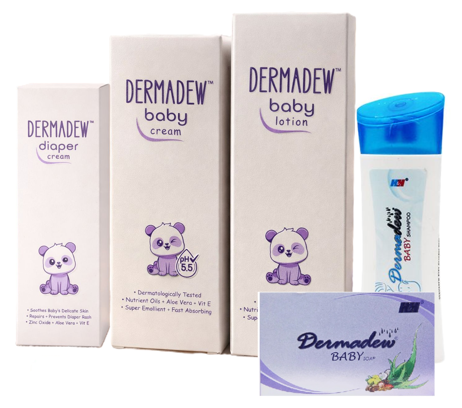 Dermadew Baby Products COMBO (soap 75g ,cream,daiper cream, lotion,shampoo)