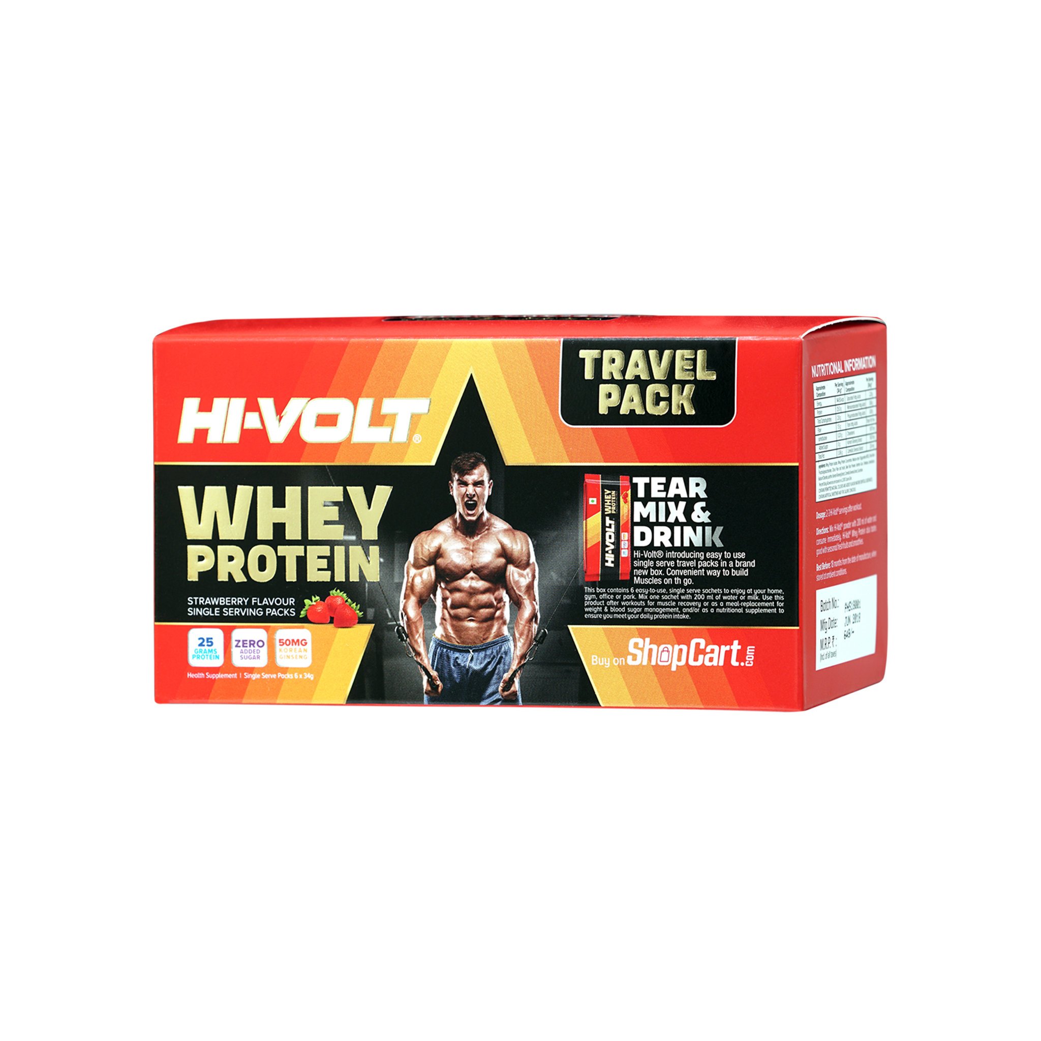 Whey Protein  Hi VOLT Strawberry Flavour  35gPack Of 6