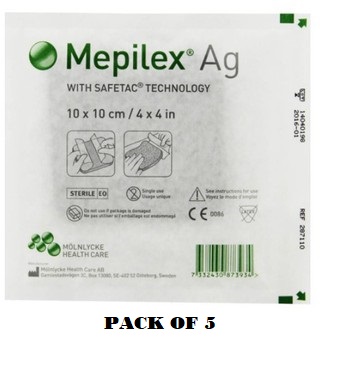 Mepilex Ag Dressing 10cm x 10cm Pack Of 5