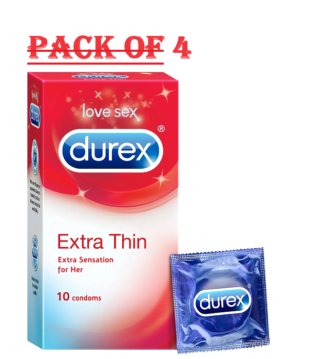 Durex Extra Thin Condoms 10 Count Pack Of 4