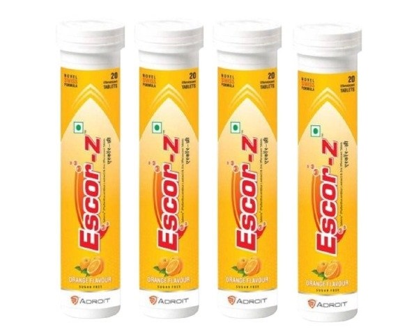 Escor Z Effervescent Sugar Free Orange Tablet 20's Pack Of 4