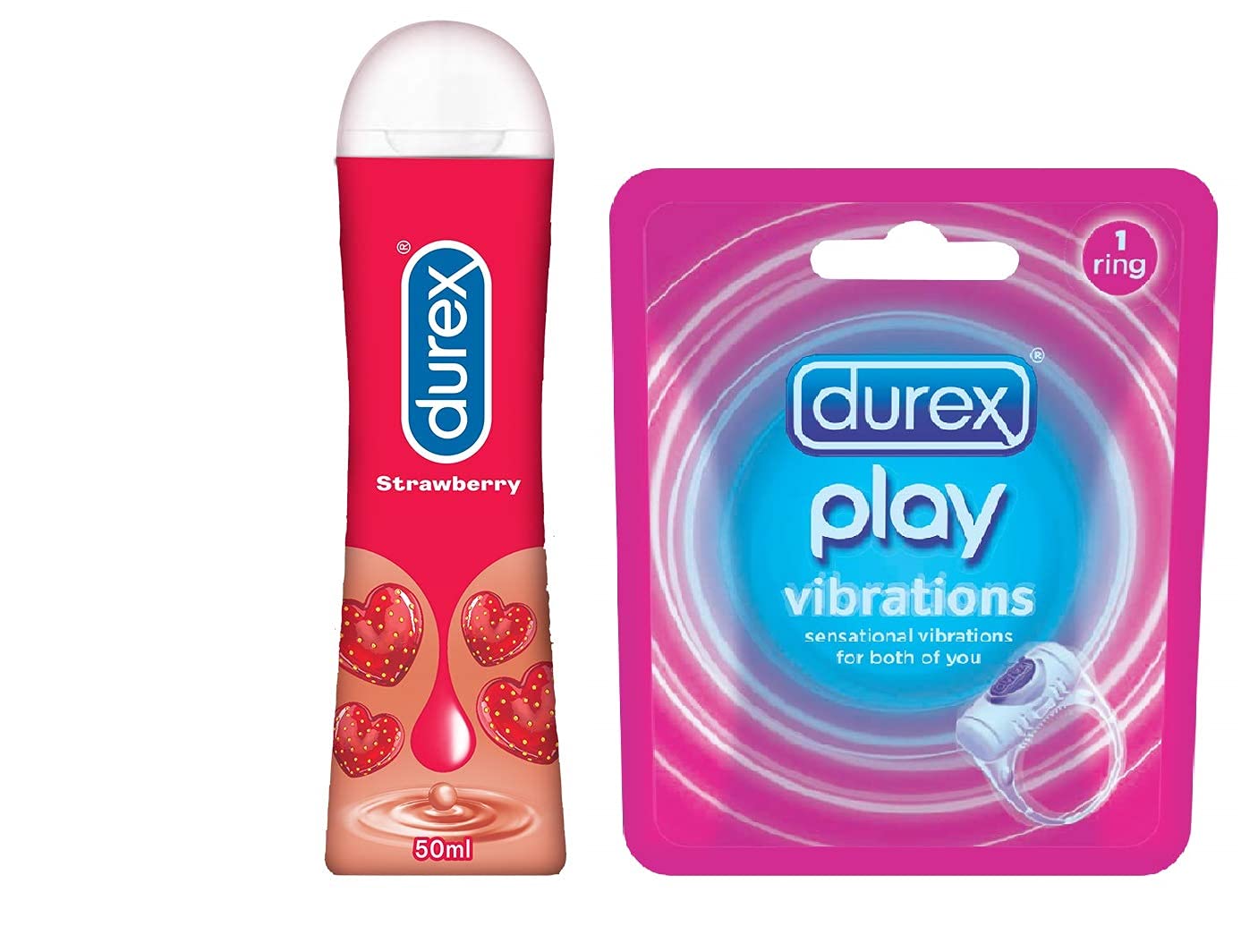 Durex Strawberry 50ml  plus Vibrating Ring 1 pcs Combo