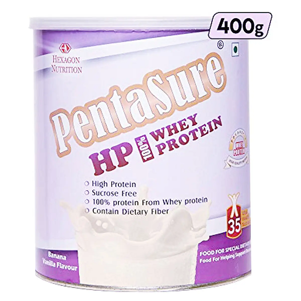 Pentasure HP Banana & Vanilla Flavour Whey Protein Powder 400gm Tin