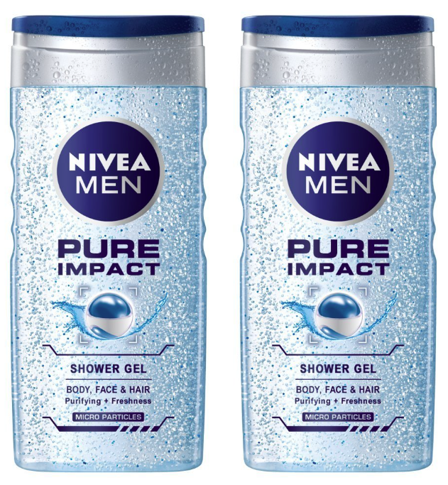 Nivea Pure Impact Shower Gel for Men, 250ml  PACK OF 2