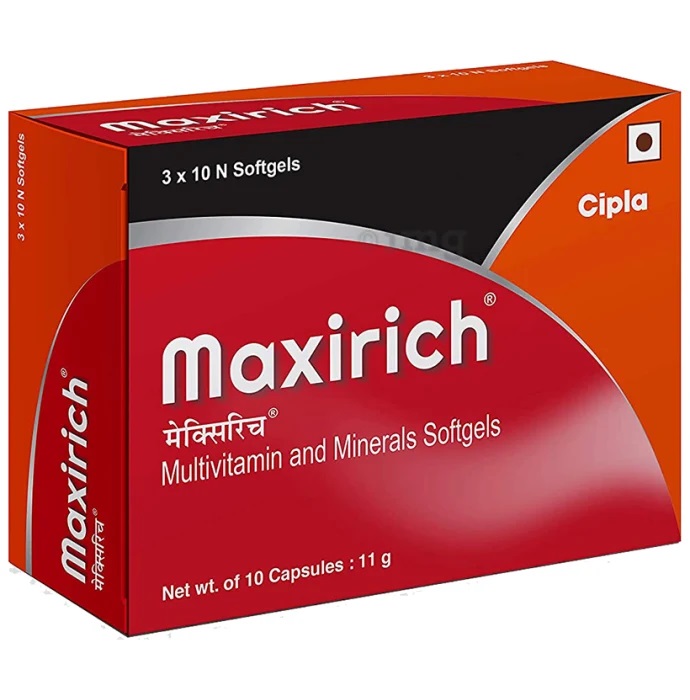 Maxirich Multivitamin And Minerals Softgel 3 x 10 Capsules