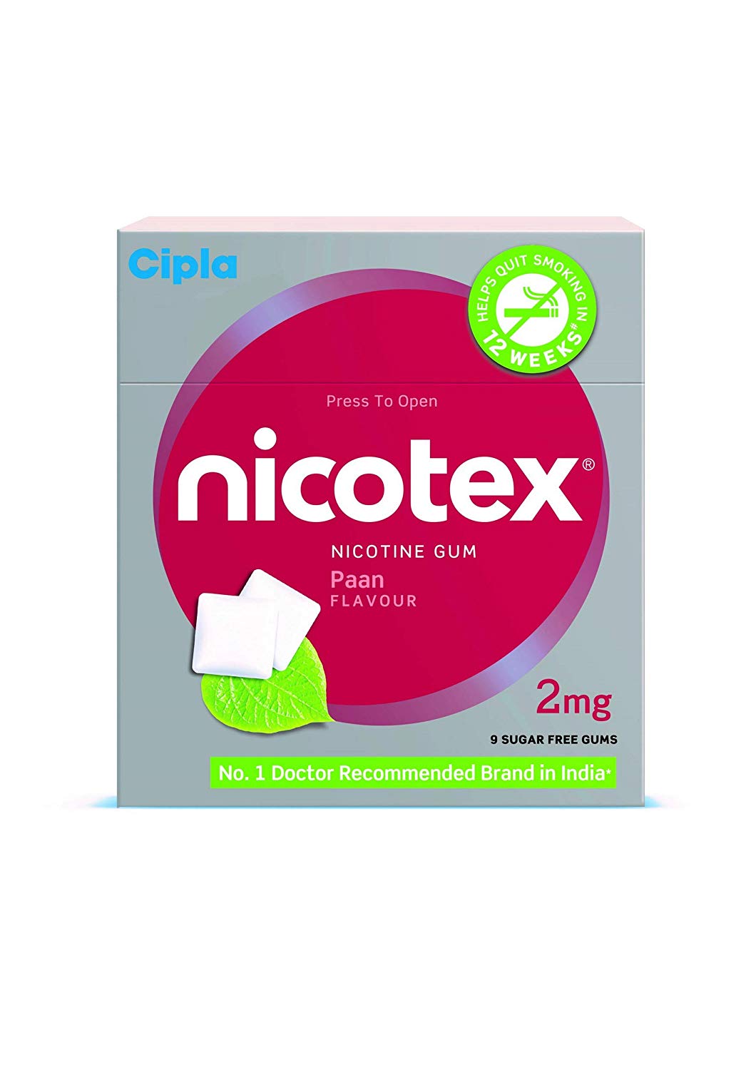 Nicotex 2mg Paan Flavour Nicotine Gum Pack of 10 boxes
