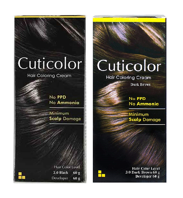 Cuticolor Hair Coloring Cream Black 60gm With Dark Brown 60gm Combo 
