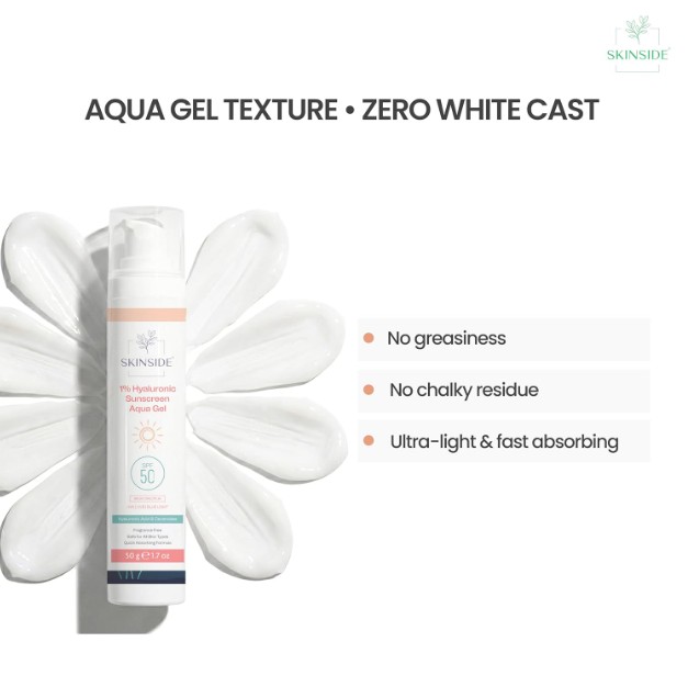 SkinSide 1 percent Hyaluronic In Vivo Tested Sunscreen Aqua Gel Ultra Light SPF 50 PA PLUS